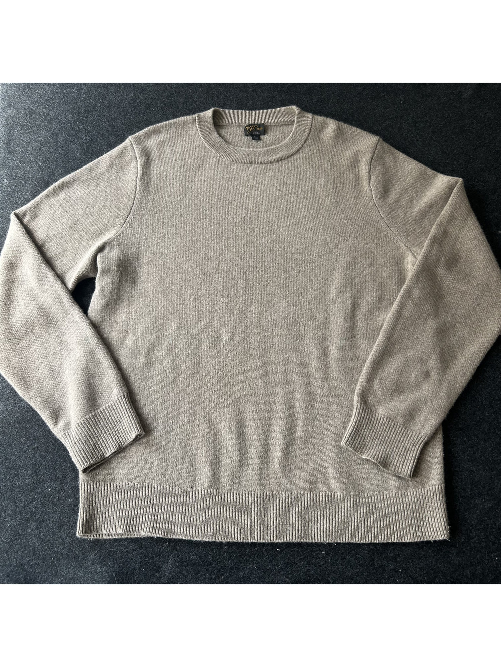 J.Crew Men's Large Tan Beige 100% Cashmere Crewneck Long Sleeve Pullover Sweater